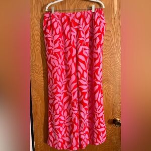 a new day Pink and Red Leaf Pattern pants.